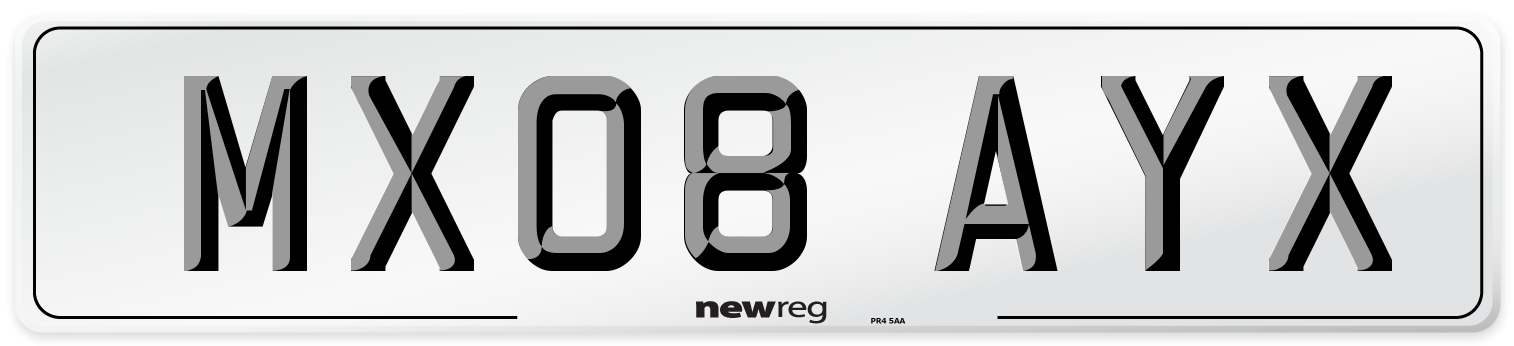 MX08 AYX Number Plate from New Reg